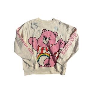 Care Bears Cheer Bear "Holiday Cheer" Sweatshirt – White/Cream/Pink – Size M